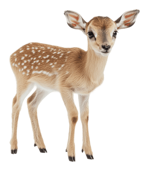 Young deer stands gracefully on soft legs png