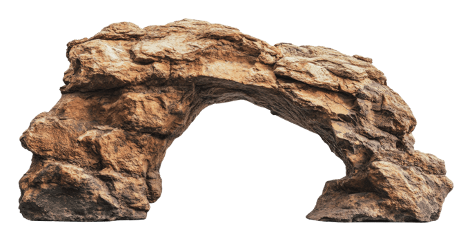 Natural rock arch formation in desert landscape png