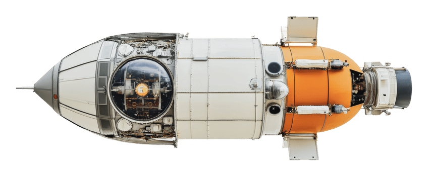 Space capsule with advanced technology in detail png