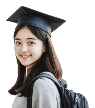 Graduate smiles proudly in cap and gown png