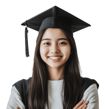 Smiling student at graduation celebration png