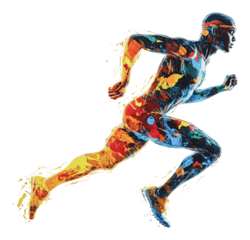 Vibrant runner in motion during a race event png