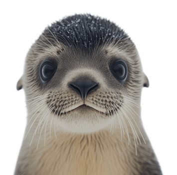 Cute sea otter pup with a curious expression png