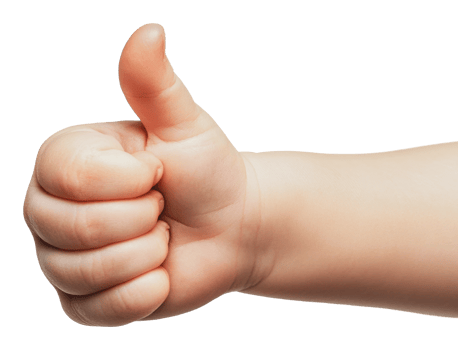 Child gives thumbs up gesture in cheerful approval png