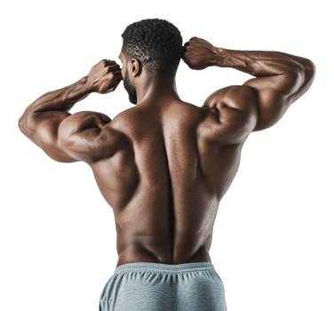 Muscular man flexing in studio png