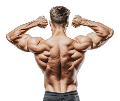 Strong man showcasing muscular physique in studio png