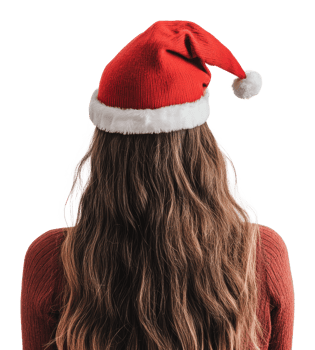 Woman with long hair wearing a festive hat png