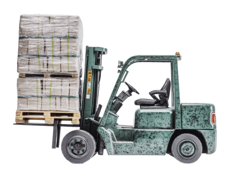 Forklift lifting pallets loaded with materials png