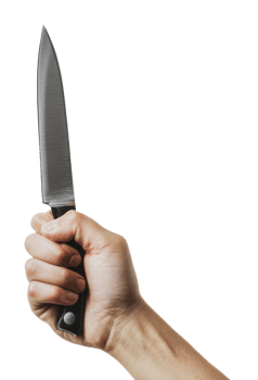 Hand holding a sharp knife ready for use png