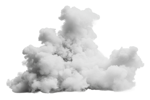 Dense gray smoke billowing in a dramatic formation png
