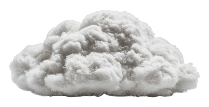 Fluffy white cloud on solid background png