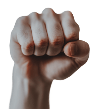 Close-up of a clenched fist showing strength png