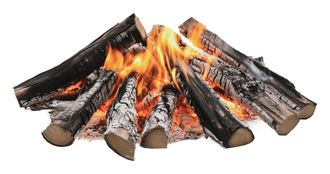 Campfire crackles at night with glowing embers png