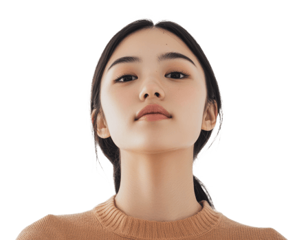 Confident young woman on neutral backdrop png