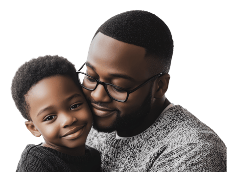 Father and son sharing a joyful moment together png