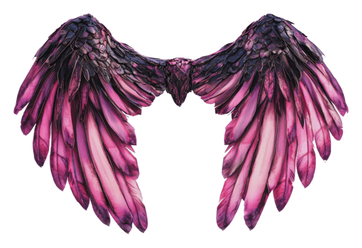 Beautiful feathered wings in vibrant colors png