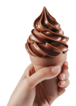 Delicious chocolate soft serve ice cream cone png