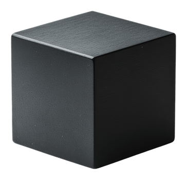 Simple black cube on a plain surface png