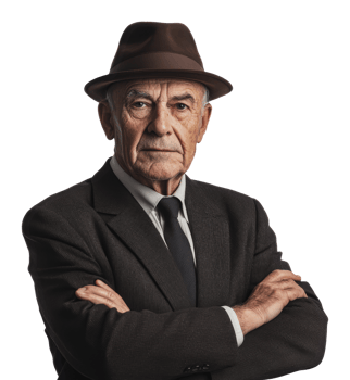 Elderly man in a suit, serious look png