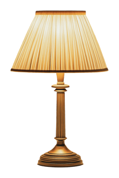 Elegant lamp with golden shade on display png