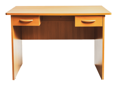 Simple wooden desk with two drawers for workspace png