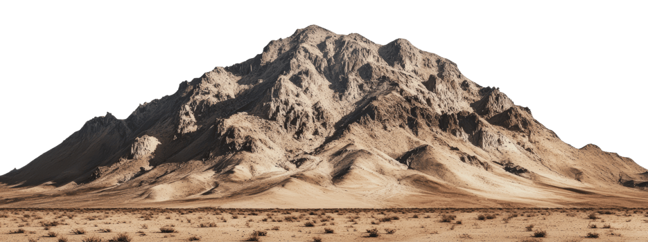 Mountain looms over arid desert png