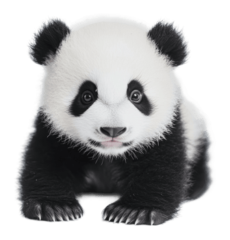 Panda cub exploring playfully png