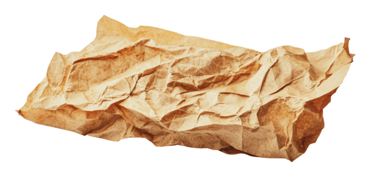 Crumpled brown paper on a white background png