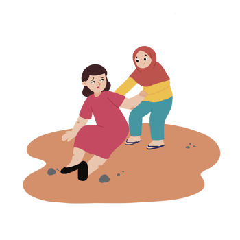 Girl helping a woman png