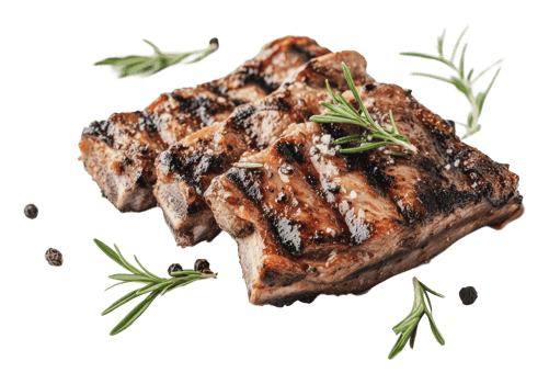 Delicious grilled meat with herbs and spices png