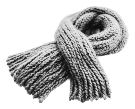 Cozy gray knitted scarf perfect for winter wear png