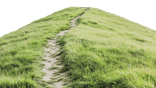 Pathway to grassy hilltop under sky png