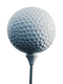 Golf ball on tee ready for a perfect swing png