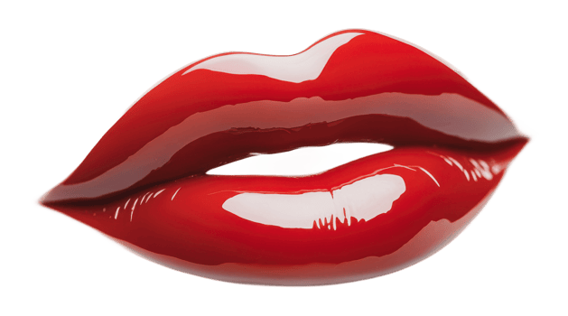 Beautifully glossy red lips in bright light png
