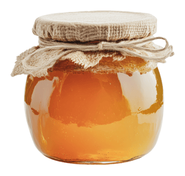 Fresh honey in a jar with burlap cover png