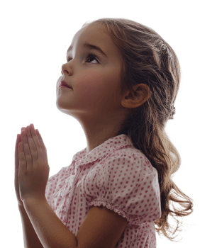 Young girl in prayer with hopeful expression png