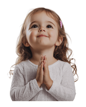 Child expressing gratitude with hands together png