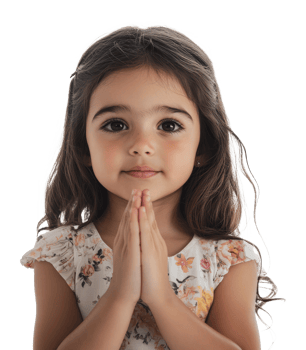Girl praying with hands together png