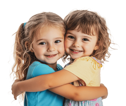 Two young girls sharing a joyful embrace together png