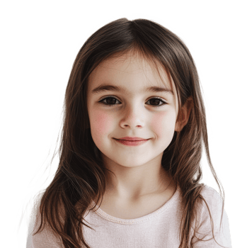 Smiling girl with long brown hair in casual attire png