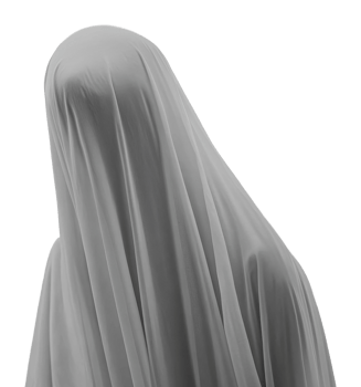 Mysterious figure draped in gray fabric at night png