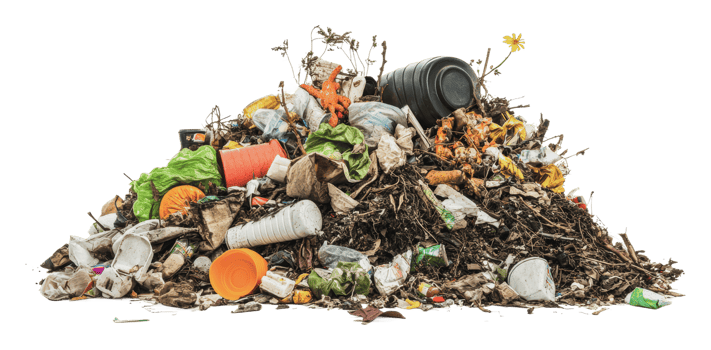 Waste pile filled with various discarded items png