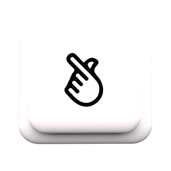 A white button with a hand pointing up png