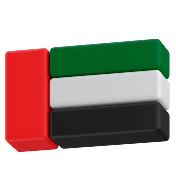 UAE flag in icon format in 3d render realistic, color blocs png