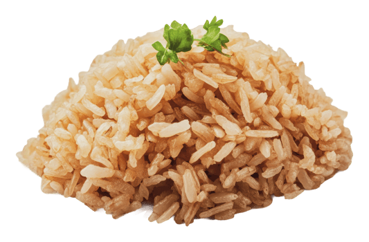 Brown rice with fresh herbs on a white background png