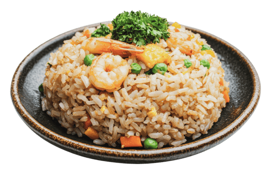 Delicious shrimp fried rice with fresh vegetables png