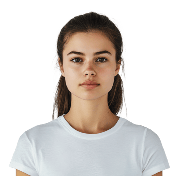 Young woman with long hair, neutral look png
