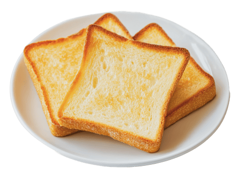 Toasted bread slices on a white plate png