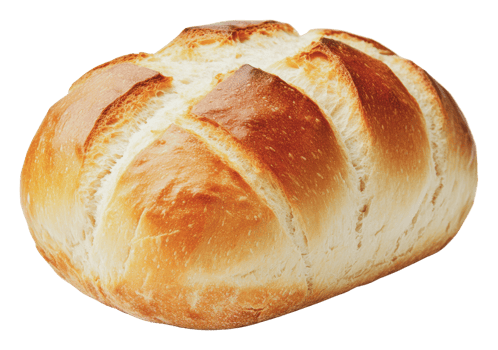 Freshly baked bread loaf on a white background png