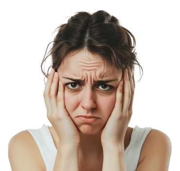 Young woman expressing concern and distress png